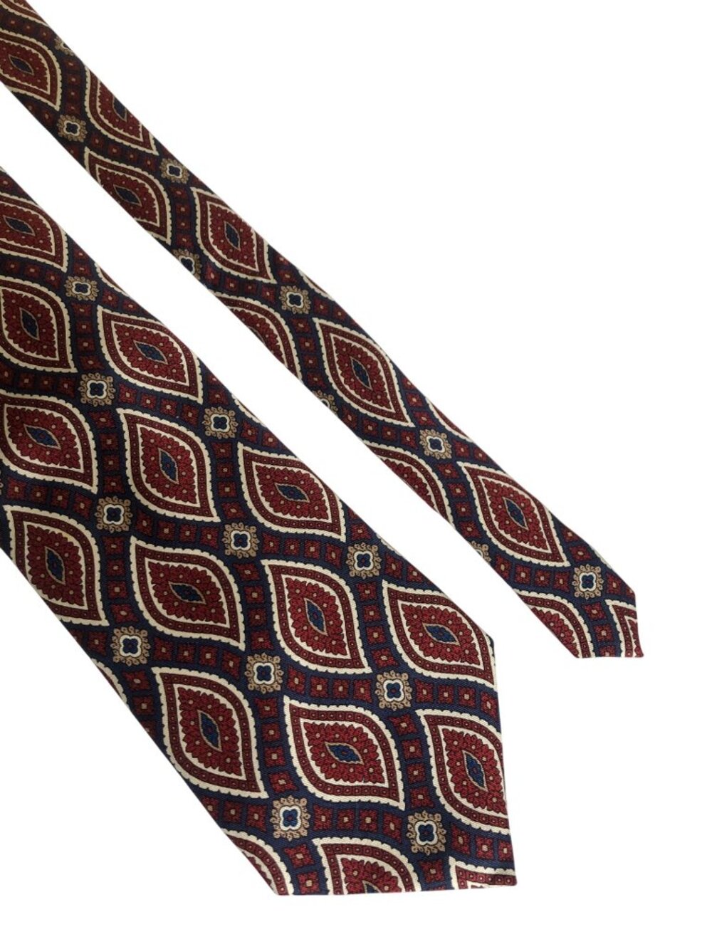 Faconnable Silk Tie Red Blue Paisley Mens Necktie France Office Work Formal Gift